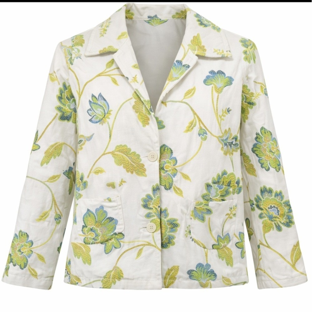 Banana Republic Floral Embroidered Linen Blend Tailored Blazer Jacket Womens 2 - Picture 2 of 14